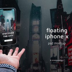 Floating iPhone X PSD Mockup Free