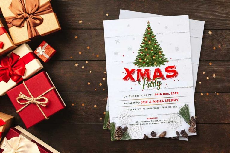 Free Christmas Party Flyer Design Template 2019 in PSD