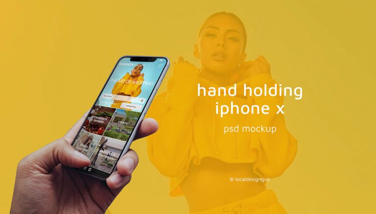 Hand Holding iPhone X Free Mockup