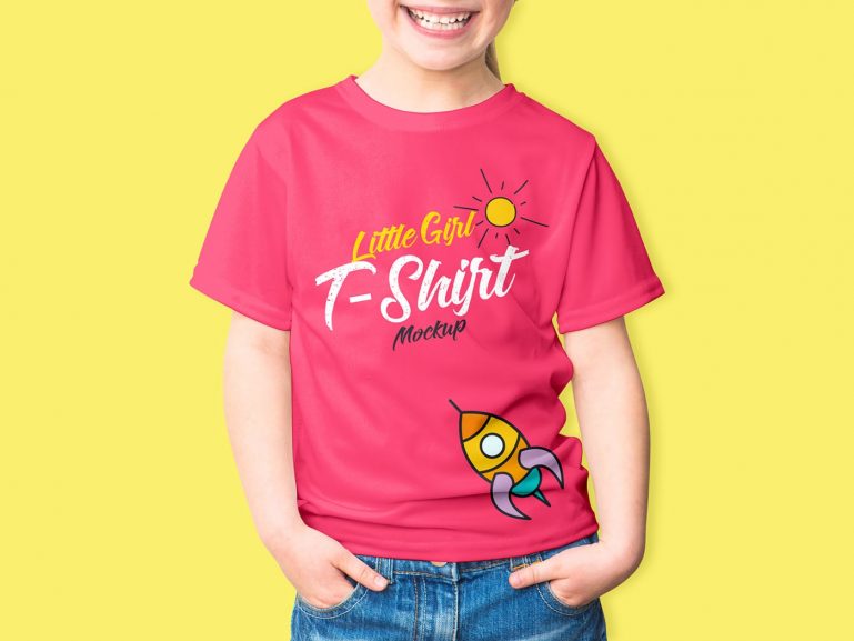 Little Girl T-Shirt Mockup PSD